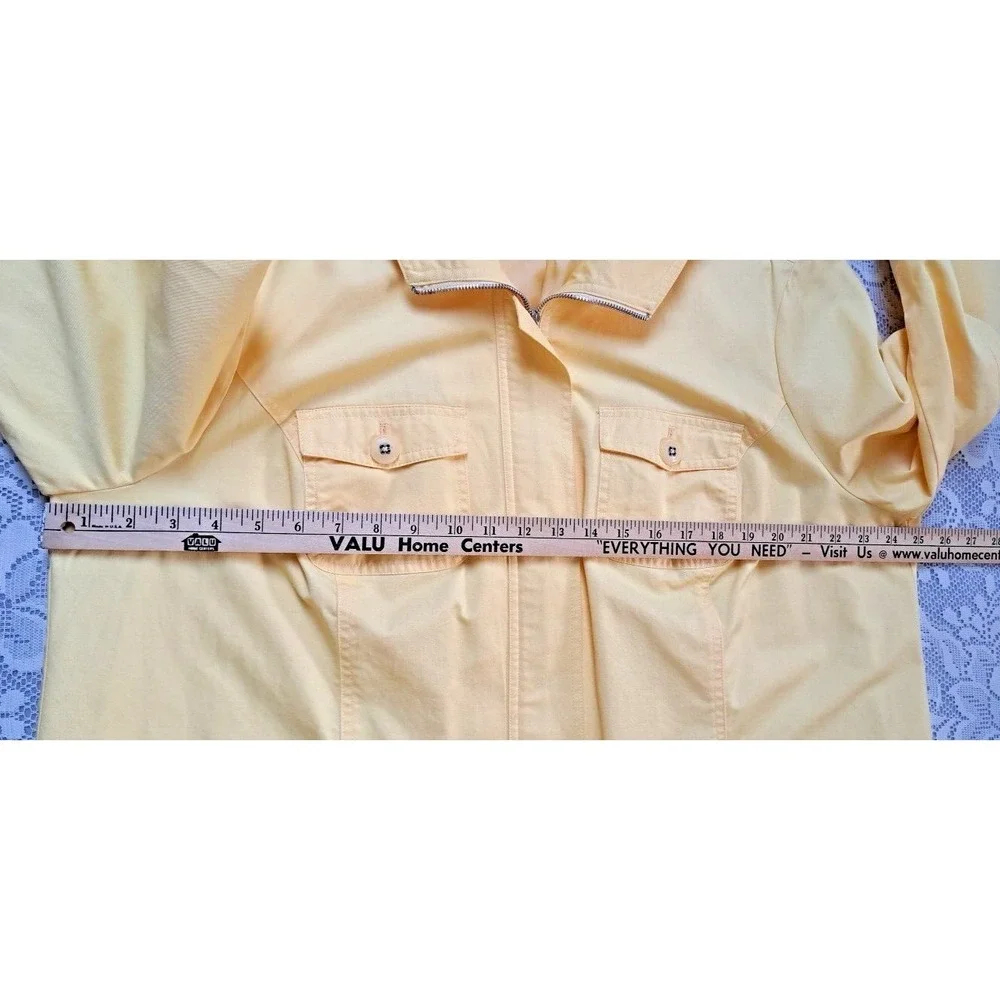 Studio Works Womens 2X Light Weight Full Zip 4 Pocket Solid Yellow Jacket Pre-Ow